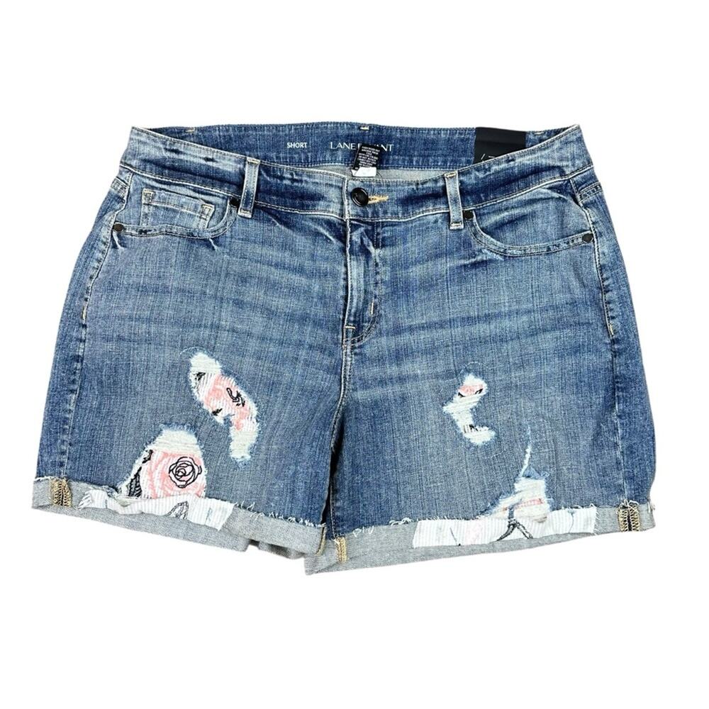 Lane Bryant Blue Distressed Denim Girlfriend Shorts Sz 16 NWT